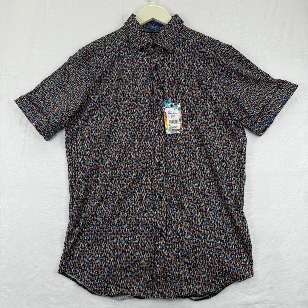 Robert Graham Men's M‎ RITTER Tailored Fit Short Sleeve Button Down Shirt Multi